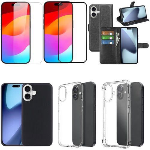 F�r Apple iPhone 17 H�lle & Tasche Set - TPU / Kunstleder + Schutzglas w�hlbar