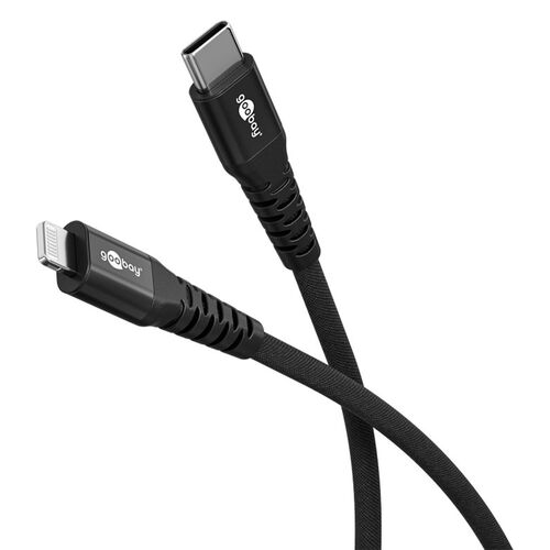 Goobay 8-Pin auf USB-C Supersoftes Textilkabel 2 m Schwarz