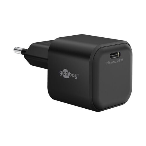 Goobay USB-C PD GaN Schnellladeger�t Nano 20 W Schwarz