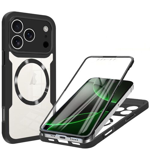 F�r Apple iPhone 17 Pro Max MagSafe Ring Full Body TPU H�lle Schwarz