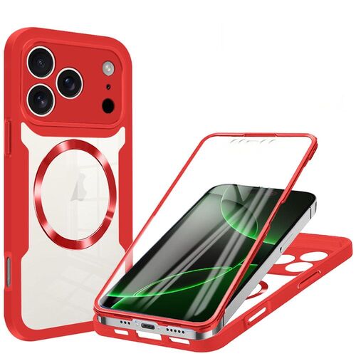 F�r Apple iPhone 17 Pro Max MagSafe Ring Full Body Acryl TPU H�lle Rot