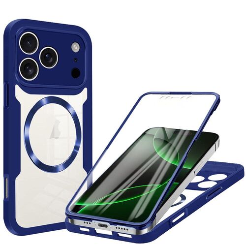 F�r Apple iPhone 17 Pro Max MagSafe Full Body Acryl TPU H�lle Blau