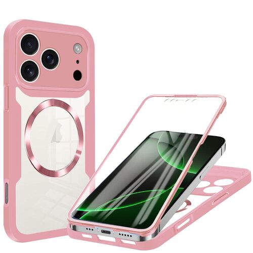 F�r Apple iPhone 17 Pro Max MagSafe Full Body Acryl TPU H�lle Rosa