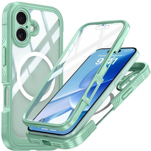 F�r Apple iPhone 17 MagSafe 360 Full Body Hybrid Tasche Bumper Gr�n