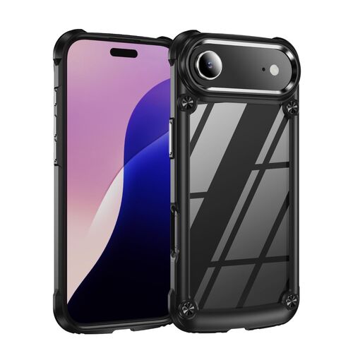 F�r Apple iPhone 17 Air TPU + PC H�lle mit Linsenschutz Cover Schwarz