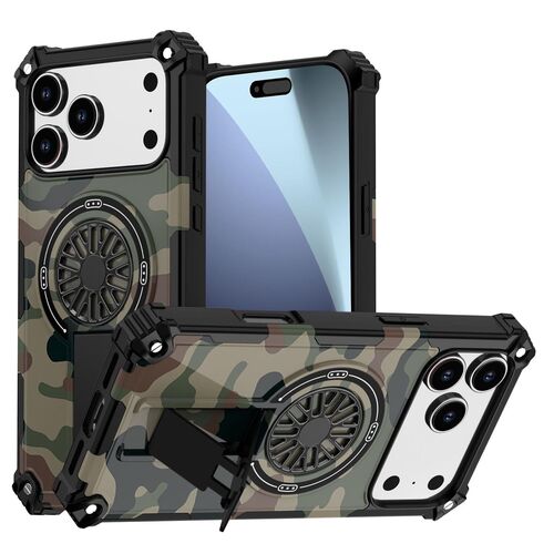 F�r Apple iPhone 17 Pro Max Camouflage MagSafe Ring Kickstand H�lle