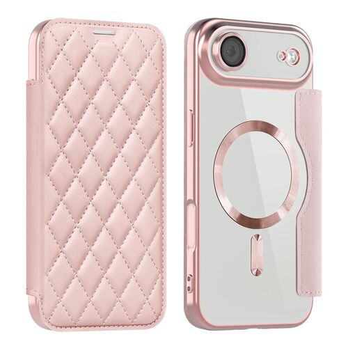 F�r Apple iPhone 17 Air Magsafe RFID Schutz 360 Kunstleder H�lle Rosa