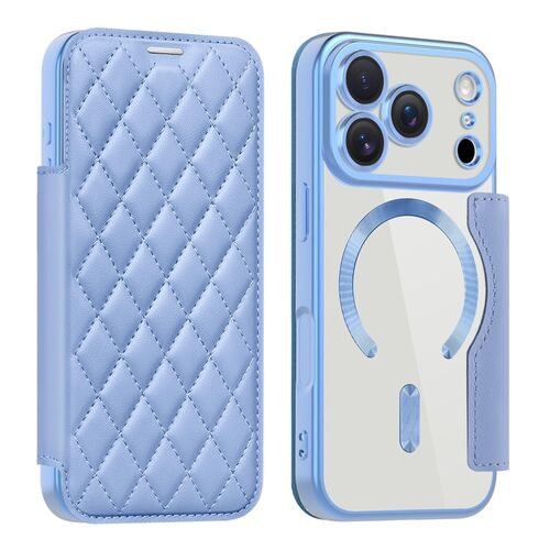 F�r Apple iPhone 17 Pro Magsafe RFID Schutz Kunstleder H�lle H- Blau