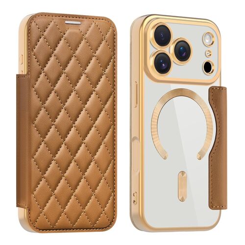 F�r Apple iPhone 17 Pro Magsafe RFID Schutz 360 Kunstleder H�lle Braun