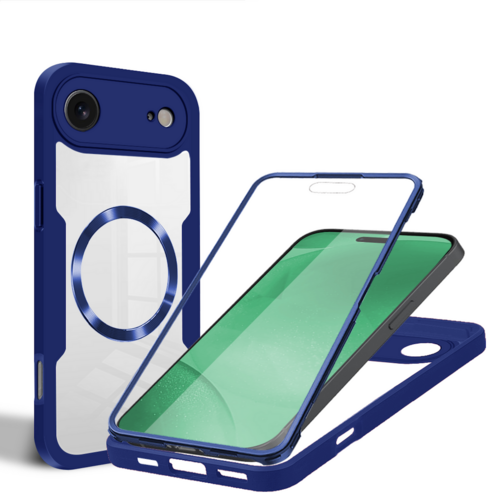 F�r Apple iPhone 17 Air MagSafe Ring Full Body 360 Grad TPU H�lle Blau