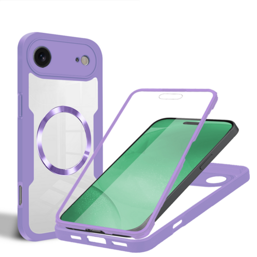 F�r Apple iPhone 17 Air MagSafe Ring Full Body 360 Grad TPU H�lle Lila