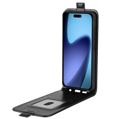 F�r Apple iPhone 17 Air Vertikale Kunstleder Flip Schutz H�lle Schwarz