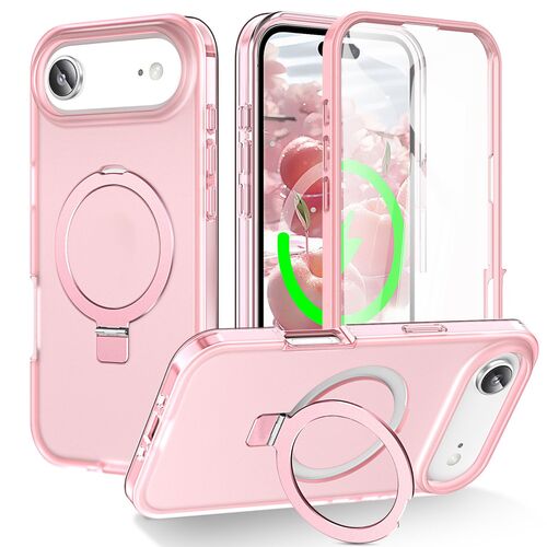 F�r Apple iPhone 17 Air Skin Feel MagSafe Ring Halter 360 H�lle Rosa