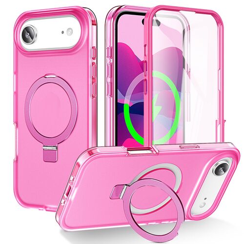 F�r Apple iPhone 17 Air Skin Feel MagSafe Ring Halter 360 H�lle Pink
