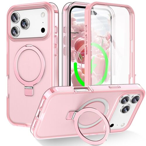 F�r Apple iPhone 17 Pro Skin Feel MagSafe Ring Halter 360 H�lle Rosa