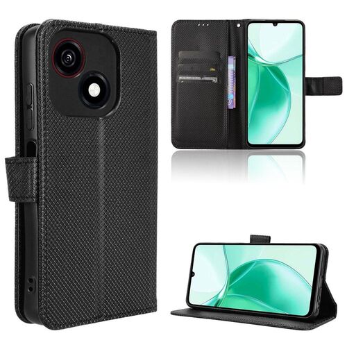 Klapptasche f�r ZTE Blade A35e 4G Diamant Wallet Kunstleder Schwarz