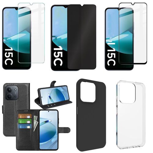 Hlle fr Xiaomi Redmi 15C 5G / 4G Handy Silikon Tasche TPU 9H Hart Glas AUSWAHL