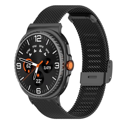 F�r Samsung Galaxy Watch 8 / 8 Classic Edelstahl Mesh Armband Schwarz