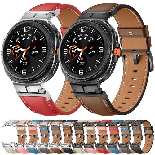 F�r Samsung Galaxy Watch 8 / 8 Classic Leder Design Armband mit Metall Connector