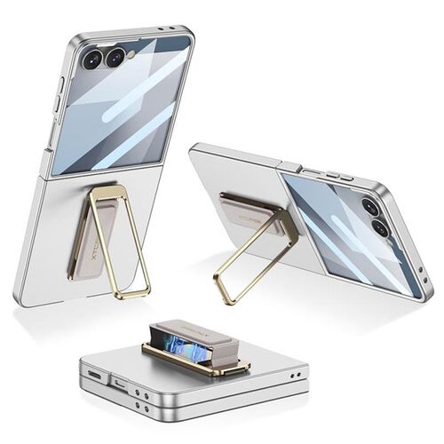 F�r Samsung Galaxy Z Flip7 GKK Ultra D�nne H�lle Drehst�nder Silber