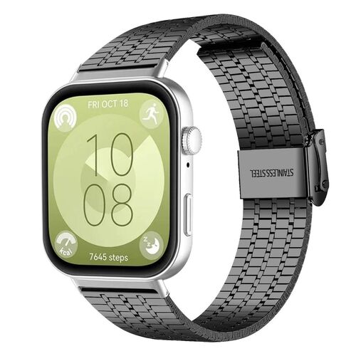 F�r Huawei Watch Fit 4 Pro / Fit 4 / Fit 3 Edelstahl Armband Schwarz