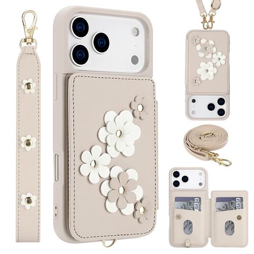 H�lle mit Umh�ngeband f�r iPhone 17 Air Pro Max Crossbody Case mit Blumenmotiv 