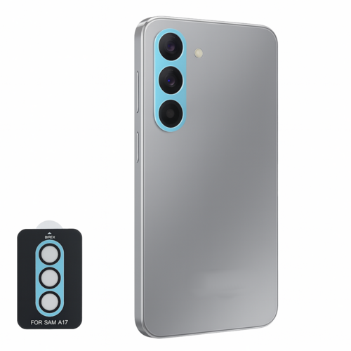 F�r Samsung Galaxy A17 5G / 4G Aluminium Ring + 9H Hart Glas Hellblau