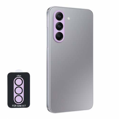 F�r Samsung Galaxy A17 5G / 4G Aluminium Ring + 9H Hart Glas Hell-Lila