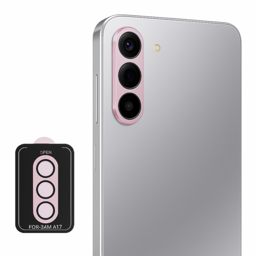 F�r Samsung Galaxy A17 5G / 4G Aluminium Ring + 9H Hart Glas Rosa