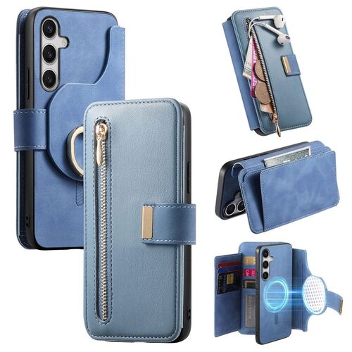 F�r Samsung Galaxy S25 FE 5G MagSafe Kunstleder Wallet H�lle Blau