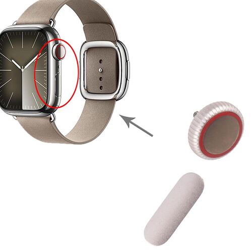 F�r Apple Watch Series 9 41/45mm LTE Crown Nut & Power Button Set Starlight