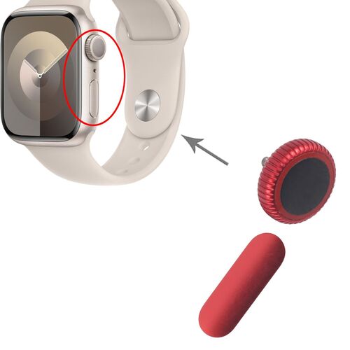 F�r Apple Watch Series 9 41/45mm GPS Crown Nut & Power Button Set Rot