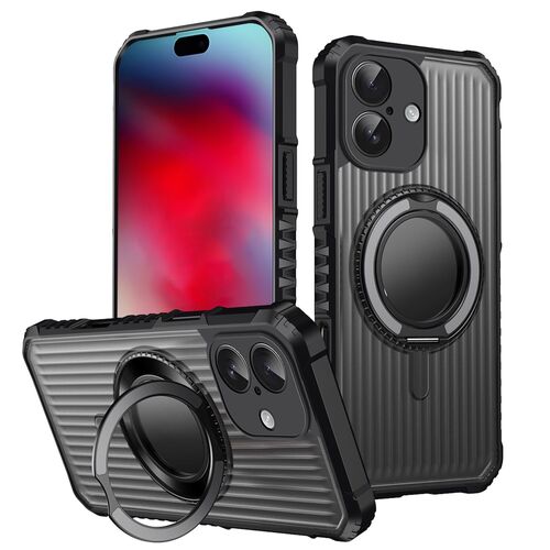 F�r Apple iPhone 17 MagSafe 360 Grad Ring Halter Schutz H�lle Grau