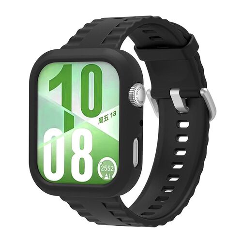 F�r Huawei Watch Fit 4 Silikon H�lle mit integriertem Armband Schwarz