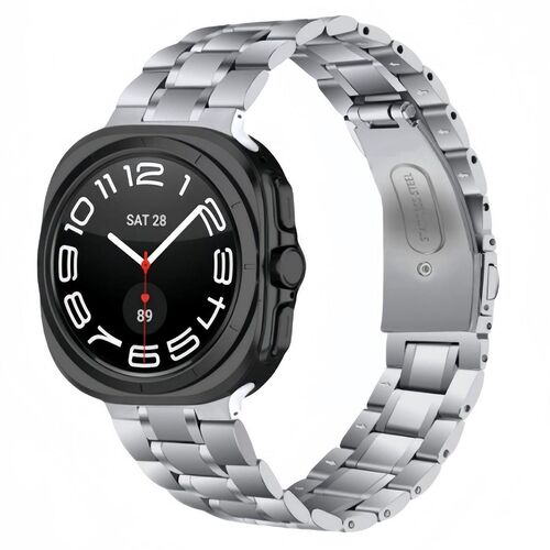 F�r Samsung Galaxy Watch 8 / 8 Classic Bead Edelstahl Armband Silber