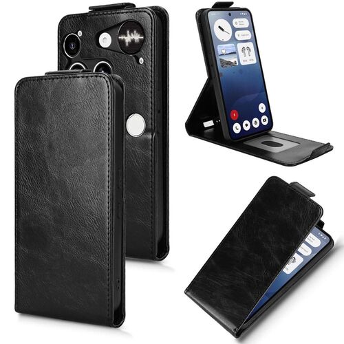F�r Nothing Phone 3 Magnetische Flip Wallet Kunstleder H�lle Schwarz