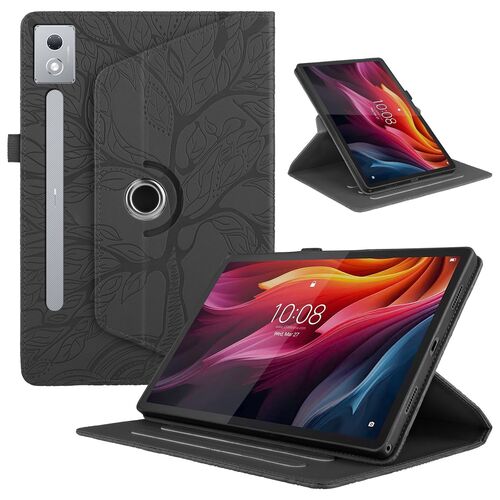 F�r Lenovo Tab P12 12.7 Zoll 360 Grad Rotation Baum Kunstleder Tasche