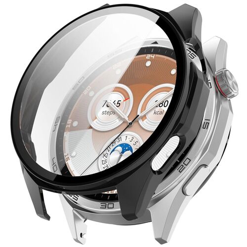 F�r Huawei Watch GT 6 46mm Kunststoff H�lle + 9H Hart Glas Schwarz