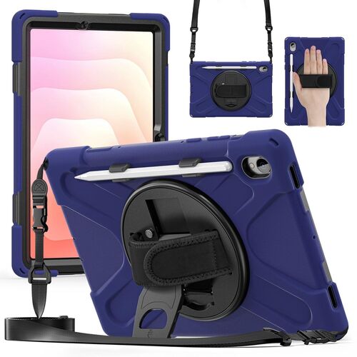 F�r Samsung Galaxy Tab S11 Hybrid H�lle Halter & Schultergurt D- Blau