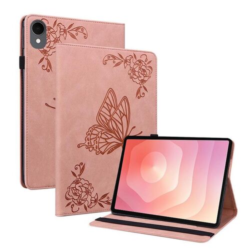 F�r Samsung Galaxy Tab S11 Schmetterling Design Kunstleder Tasche Pink