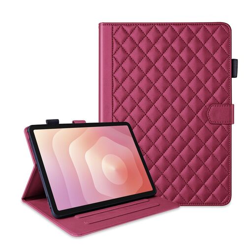 Fr Samsung Galaxy Tab S11 Design Rhombus Kunstleder Hlle Rot