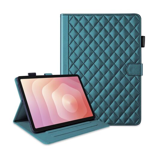 F�r Samsung Galaxy Tab S11 Design Rhombus Kunstleder H�lle Gr�n