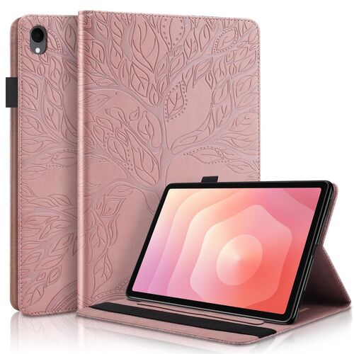 F�r Samsung Galaxy Tab S11 aufstellbare Baum Kunstleder Tasche Pink
