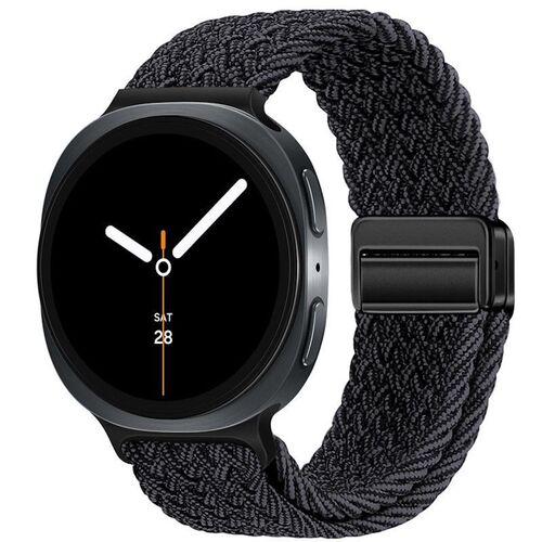 F�r Samsung Galaxy Watch 8 / 8 Classic Magnetisches Nylon Band Schwarz
