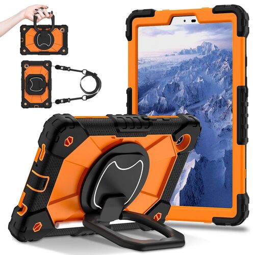 F�r Samsung Galaxy Tab A11 Hybrid H�lle Halter & Schultergurt Orange