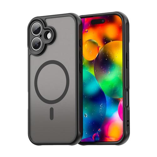 F�r Apple iPhone 17 ShadowGuard TPU PC Frosted MagSafe H�lle Schwarz