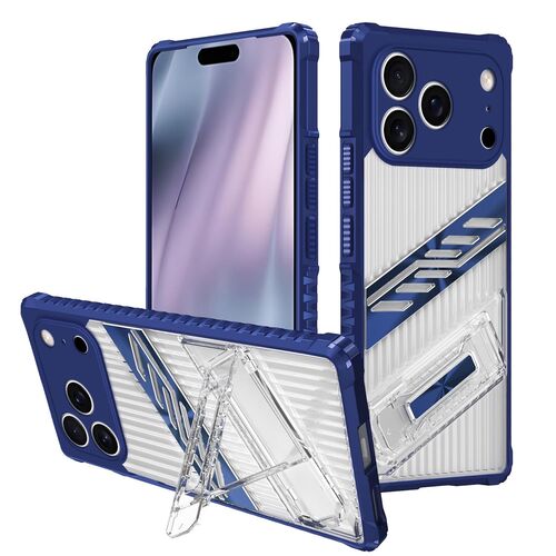F�r Apple iPhone 17 Pro Max Plating PC TPU Hybrid Halter H�lle Blau