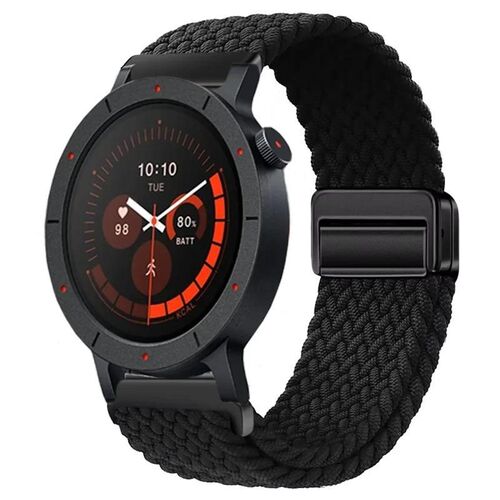 F�r CMF Watch 3 Pro Nylon Braid Armband mit Magnetverschluss Schwarz