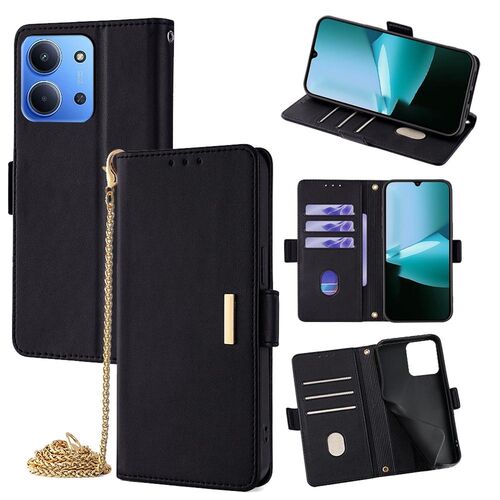 F�r Xiaomi Redmi 15C 5G / 4G Crossbody Kunstleder Wallet H�lle Schwarz