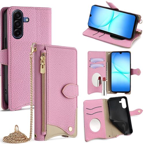 F�r Samsung Galaxy A17 5G Crossbody Kunstleder Schutz Tasche Rosa